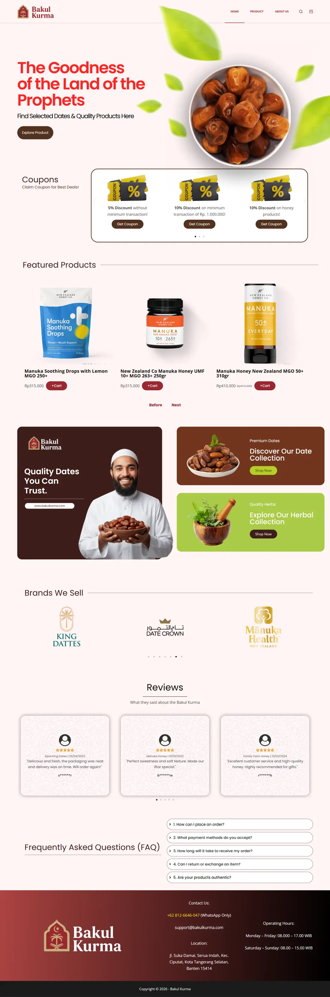 Bakul Kurma storefront, full page