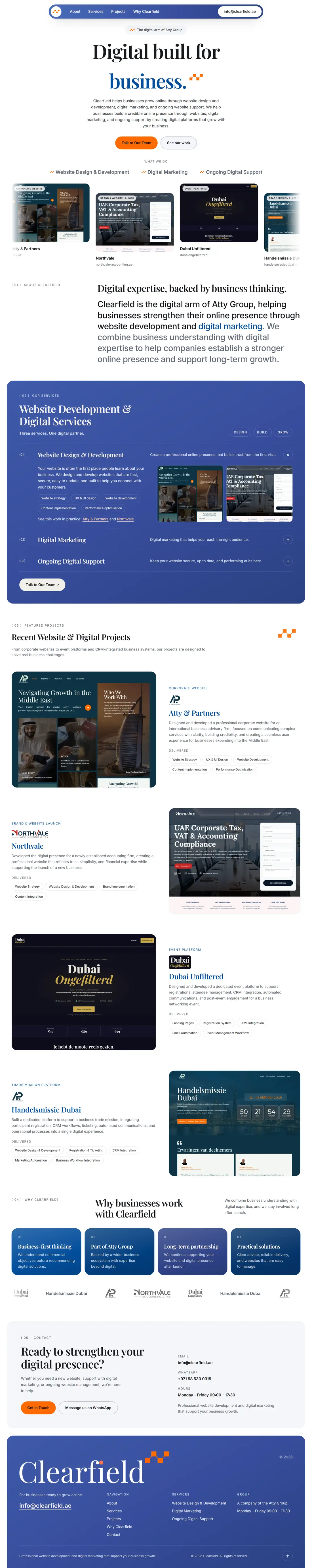 Clearfield marketing site, full page