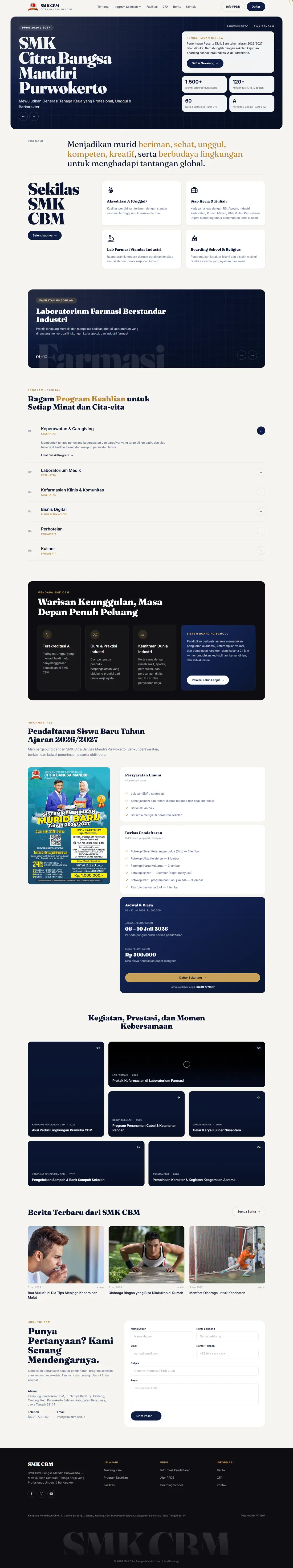 SMK Citra Bangsa Mandiri home page, full page